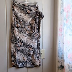 Snakeskin Print Wrap Skirt